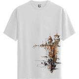 Color Luxe Venice Night - Pamuklu Erkek Beyaz Tişört - Premium Quality - Renkli - S