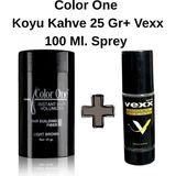 Color One Koyu Kahve Hair Fiber Saç Tozu,topik + Vexx 100 Ml. Sabitleyici Sprey Set
