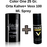 Color One Orta Kahve Brown Hair Fiber Saç Tozu,topik + Vexx 100 Ml. Sabitleyici Sprey Set