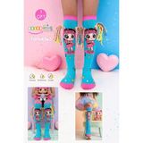 Color Socks 1 Çift Örgü Saç Desenli Animasyon Kız Çocuk Çorap (Topuksuz) - 11 Yaş - Turkuaz