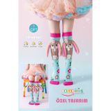 Color Socks 1 Çift Tavşan Peluş Kulaklı Kız Çocuk Çorap Topuksuz Turkuaz