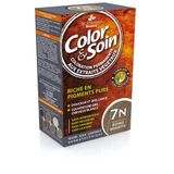 Color & Soin Amonyaksız Saç Rengi, Doğal Bitkisel Bitkisel Bitkisel Kalıcı Boya ve Yumuşaklık ve Parlak Saçlar için Saç Kremi (7N - Fındık Sarısı)