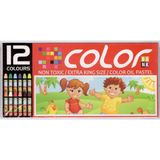 Colorbank 12 Renk Pastel Boya Extra Büyük Boy Non-Toksik Canlı Renkler