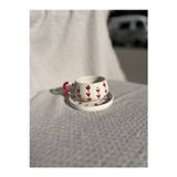 ColorCraft Kalp Desenli Tabaklı Seramik Çay Seti, Kupa, Mug, Double Türk, Filtre Kahvesi