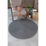 Colore Home Antrasit Hasır Jüt Yuvarlak Kilim Yuvarlak Halı El Örgüsü Paspas - 90 x 90 cm