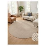 Colore Home Bukle Loop Daire Yuvarlak Yumuşak Kaymaz Taban Bej Halı