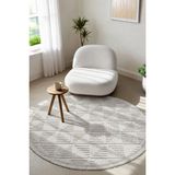 Colore Home Liya Daire Yuvarlak Krem Bukle Halı Salon Yatak Odası Koridor Halısı - 120 x 120 cm