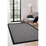 Colore Home Sisal Jüt Gri Halı Siyah Bordürlü Halı Bordürlü Yolluk