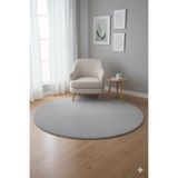 Colore Home Yuvarlak Daire Yıkanabilir Kaymaz Taban Gri Renk Peluş Post Halı
