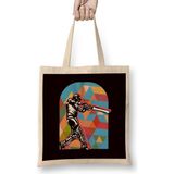 Colorful Cricket Player Coach Team Cricketer Wicket Bez Çanta Uzun Saplı - Açık Bej - 40 X 40