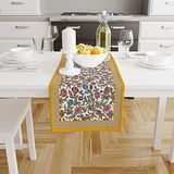Colorful Flowers Runner-TR100, 140x45cm (İnce Keten, Uluslararası Yıkama Ve Solmama Sertifikası)