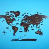 Colorfull World 3D Ahşap Dünya Haritası Çok Katmanlı - Ingılızce - Koyu Kahverengi - 250 x 135 cm