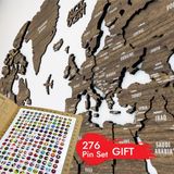 Colorfull Worlds 3 Boyutlu Ahşap Dünya Haritası, Ahşap Duvar Dekoru, Duvar Dekorasyon - İris - 100 x 60 cm