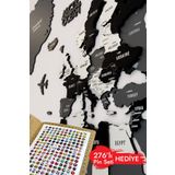 Colorfull Worlds 3d Ahşap İngilizce Dünya Haritası - 150x80cm