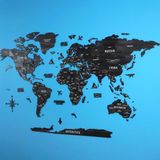 Colorfull Worlds Çok Katmanlı 3D Ahşap Dünya Haritası - ingilizce - Siyah - 200 x 107 cm
