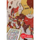 Colorfull Worlds Renkli Tasarım 3D Ahşap Dünya Haritası - Ahşap Dünya Haritası