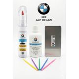 COLORGUARD BMW 300 Alp Beyazı İğneli ve Fırçalı 2 si 1 Arada Rötuş Boyası Yüzey Temizleme Solüsyonu Profesyonel ve Çapaksız Rötuş Çeliği 5'li Uygulama Çubuğu Seti