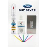 COLORGUARD Ford Buz Beyazı Rötuş Boyası 2 si 1 Arada İğneli Fırçalı, Solüsyon, Çelik ve 5li Çubuk Seti