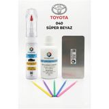 COLORGUARD Toyota 040 Süper Beyaz Rötuş Boyası 2si1 Arada İğneli Fırçalı, Solüsyon, Çelik ve 5li Çubuk Seti