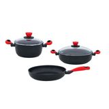 Colorgy 5 Parça Set Kırmızı (22Cm Derin Tencere + 26Cm Sığ Tencere&Tava)