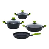 Colorgy 7 Parça Set Yeşil (20Cm & 24Cm Derin Tencere+26Cm Sığ Tencere&Tava)