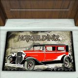 Colorix Carpet Araba Desenli Dekoratif Kapı Önü Paspası No: 1256 Kırmızı (Hoşgeldiniz) 45 x 70