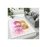 Colorix Carpet Dijital Baskı Dekoratif Kaymaz Taban Antibakteriyel Yıkanabilir Halı No:1285 Pembe 120 x 180