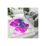 Colorix Carpet Dijital Baskı Dekoratif Kaymaz Taban Antibakteriyel Yıkanabilir Halı No:1391 Pembe 133 x 190