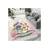 Colorix Carpet Dijital Baskı Dekoratif Kaymaz Taban Antibakteriyel Yıkanabilir Halı No:1657 Pembe 80 x 200