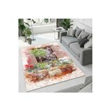 Colorix Carpet Dijital Baskı Dekoratif Kaymaz Taban Antibakteriyel Yıkanabilir Halı No:1682 Pembe 120 x 180