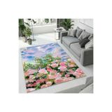 Colorix Carpet Dijital Baskı Dekoratif Kaymaz Taban Antibakteriyel Yıkanabilir Halı No:2123 Pembe 100 x 200