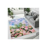 Colorix Carpet Dijital Baskı Dekoratif Kaymaz Taban Antibakteriyel Yıkanabilir Halı No:2123 Pembe 120 x 180