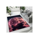 Colorix Carpet Dijital Baskı Dekoratif Kaymaz Taban Antibakteriyel Yıkanabilir Halı No:2127 Pembe 150 x 200