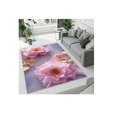 Colorix Carpet Dijital Baskı Dekoratif Kaymaz Taban Antibakteriyel Yıkanabilir Halı No:2141 Pembe 150 x 200