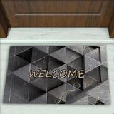 Colorix Carpet Geometrik Desenli Dekoratif Kapı Önü Paspası No: 1798 Gri (Welcome) 45 x 70
