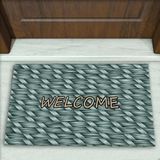 Colorix Carpet Hasır Desenli Dekoratif Kapı Önü Paspası No: 1159 Yeşil (Welcome) 45 x 70