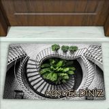 Colorix Carpet Merdiven Desenli Dekoratif Kapı Önü Paspası No: 1081 Gri (Hoşgeldiniz) 45 x 70