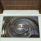 Colorix Carpet Merdiven Desenli Dekoratif Kapı Önü Paspası No: 1459 Gri (Hoşgeldiniz) 45 x 70