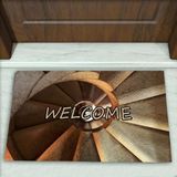 Colorix Carpet Merdiven Desenli Dekoratif Kapı Önü Paspası No: 1469 Kahverengi (Welcome) 45 x 70