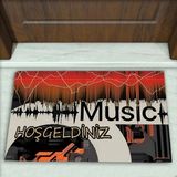 Colorix Carpet Müzik Desenli Dekoratif Kapı Önü Paspası No: 2197 - Çok Renkli - Hoşgeldiniz
