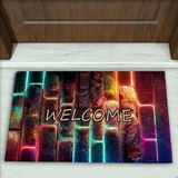 Colorix Carpet Taş Desenli Dekoratif Kapı Önü Paspası No: 1797 Yeşil (Welcome) 45 x 70