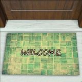 Colorix Carpet Yeşil Taş Desenli Dekoratif Kapı Önü Paspası No: 1054 Yeşil (Welcome) 45 x 70
