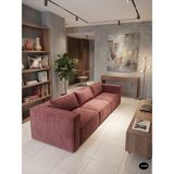 Colormix 3' Lü Fitilli Kadife Kanepe Yumuşak Sünger Oturum Modern Tasarım Yıkanabilir Kılıflı - Pudra Pembe