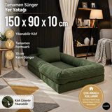 Colormix Çocuk Yer Yatağı 150X90 cm Yıkanabilir Kılıf Fermuarlı Minder Yatak - Yeşil