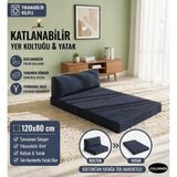 Colormix Katlanabilir Yer Koltuğu Yatak 120X80 cm Yıkanabilir Kılıf Tam Sünger Minder Tek Kişilik Katlanır Koltuk - Antrasit - 120 x 80 cm