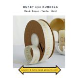 COLORPAK Çiçek Buketi için kurdele BEYAZ (1 metre uzunluk) 2,5 cm en (LOVE IS ETERNAL baskılı)