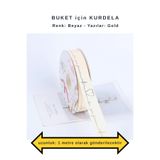 COLORPAK Çiçek Buketi için kurdele BEYAZ (1 metre uzunluk) 2,5 cm en (LOVE YOU FOREVER baskılı)