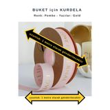 COLORPAK Çiçek Buketi için kurdele PEMBE (1 metre uzunluk) 2,5 cm en (LOVE IS ETERNAL baskılı)