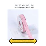 COLORPAK Çiçek Buketi için kurdele PEMBE (1 metre uzunluk) 2,5 cm en (LOVE YOU FOREVER baskılı)