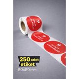 COLORPAK DİKKAT KIRILIR Etiketi 80x80 mm – Kırılabilir Uyarı Stickeri – 250 Adet - Yuvarlak Kırmızı Etiket